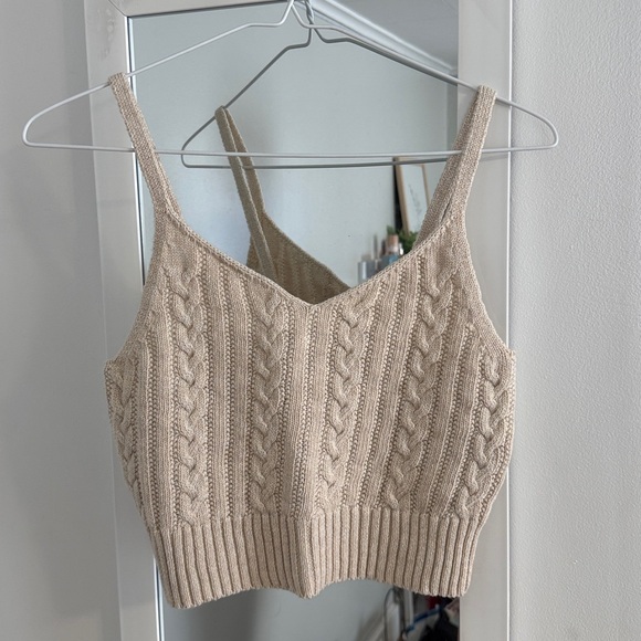 American Eagle Outfitters Cream Cable Knit Tank Top - Picture 2 of 3